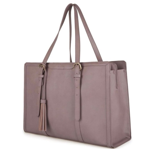 Women’s Large Faux Leather Tote Bag in Mauve - Picture 3 of 9